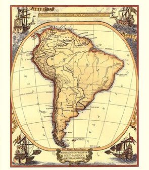 Small Nautical Map Of South America For Sale