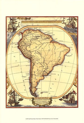 Small Nautical Map Of South America For Sale