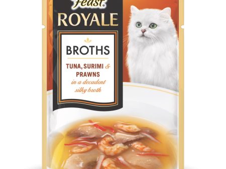 Fancy Feast Royale Broths Tuna, Surimi & Prawns Pouch Cat Food 40g Fashion