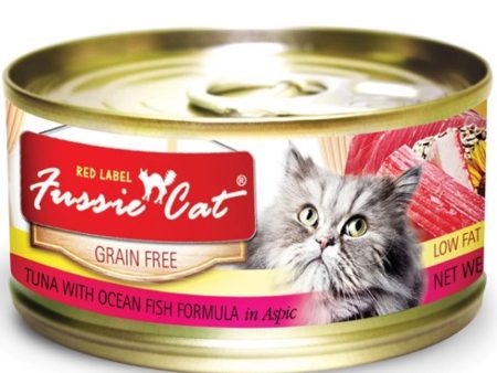 Fussie Cat Red Label Tuna With Ocean Fish In Aspic Canned Cat Food 80g on Sale